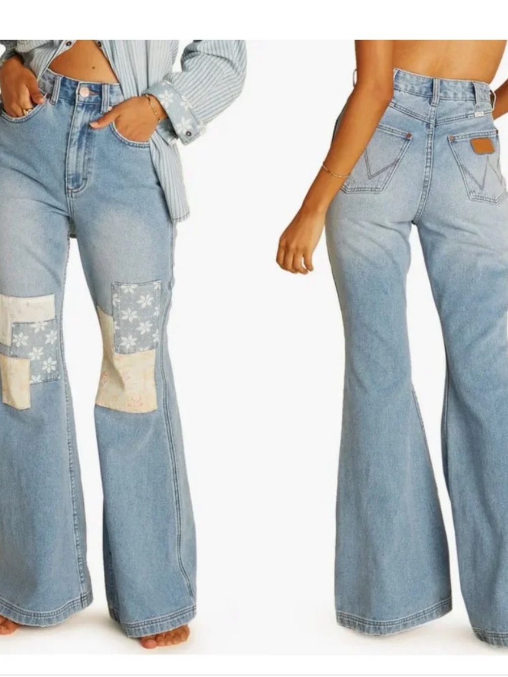 Wrangler x Billabong Bell Bottom Flare Patchwork Jean